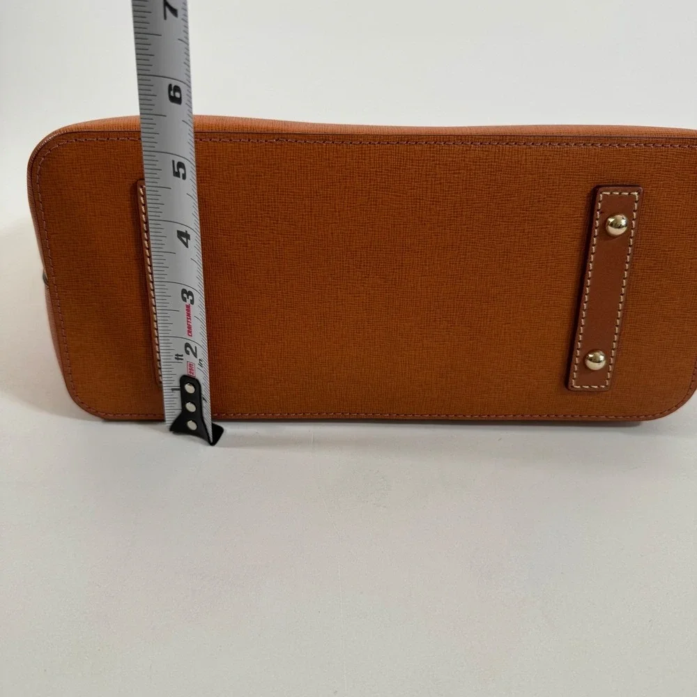 Dooney & Bourke Saffiano Leather Shopper Tote Bag Caramel Tan Gold Hardware - Picture 14 of 15